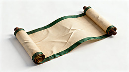 卷轴纸张展开边缘绿色装饰