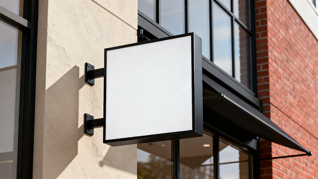 建筑外墙空白招牌展示