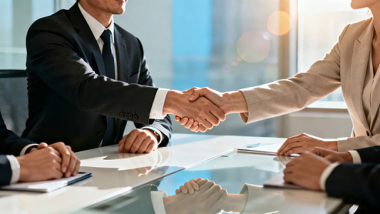 商务人士握手达成协议