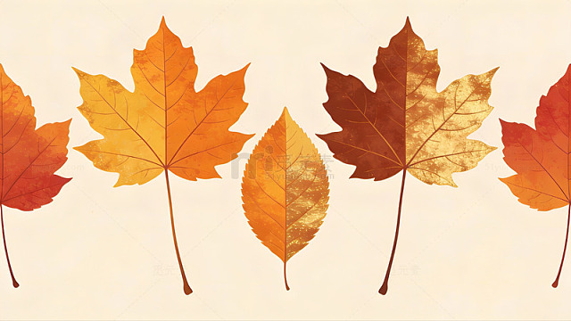 秋叶主题文艺插画背景42