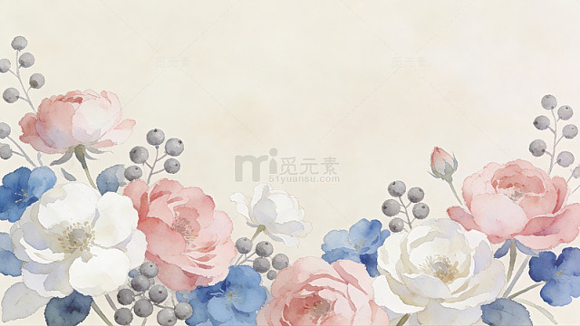 淡雅水彩花卉插画19