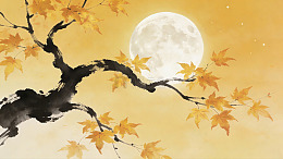 秋月枫叶水墨画47