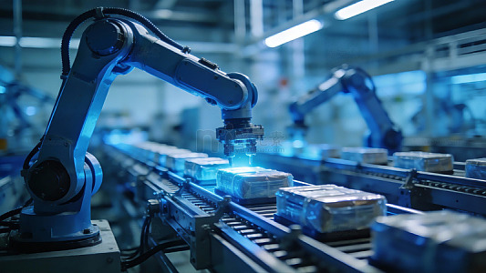 蓝色调工业机械臂作业44