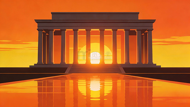 古典建筑日落美景