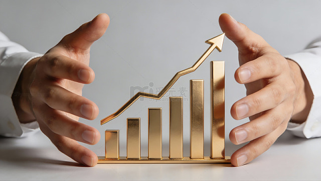 商务金色图表双手呵护