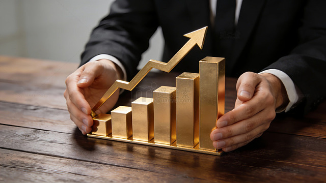 商务人士手持金色增长44