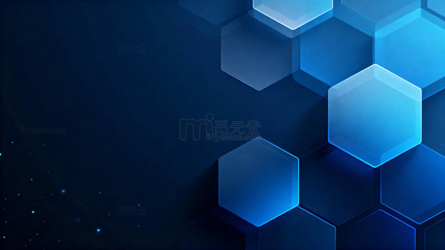 蓝色科技感六边形几何48