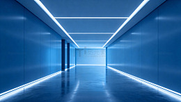 蓝色科技感走廊光影56
