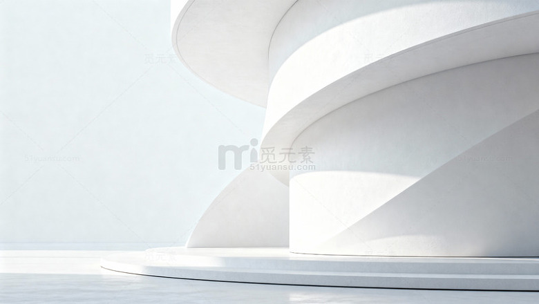 白色极简螺旋建筑抽象74