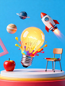 创意发光灯泡与太空元027