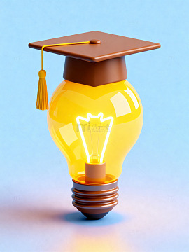 毕业帽灯泡创意插画081