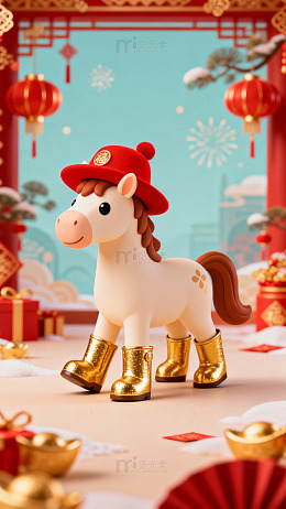 喜庆中国风马年玩具设计