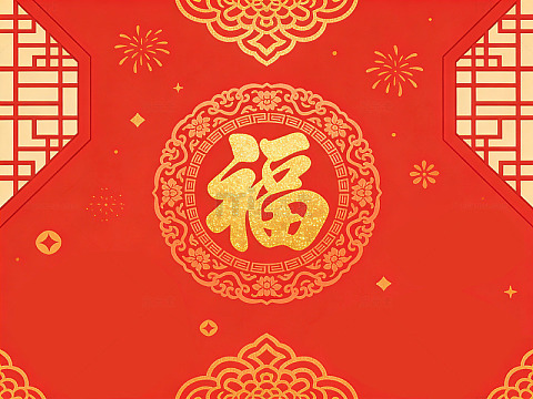 中国红福字新年装饰设计素材