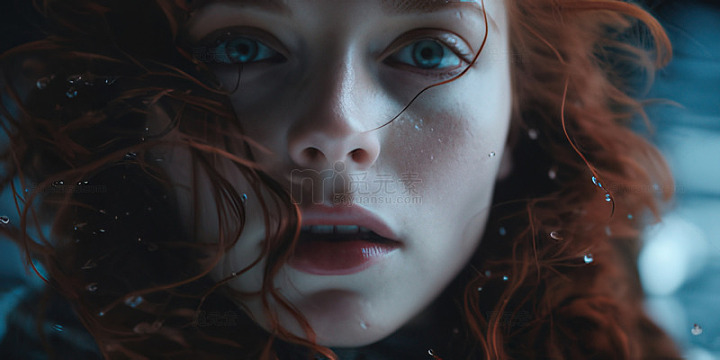 神秘红发女子特写