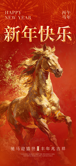 金马迎春新年祝福海报