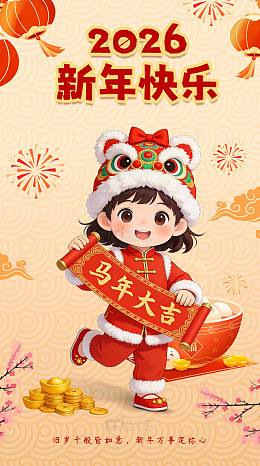 2026卡通人物新年祝福海报设计素材