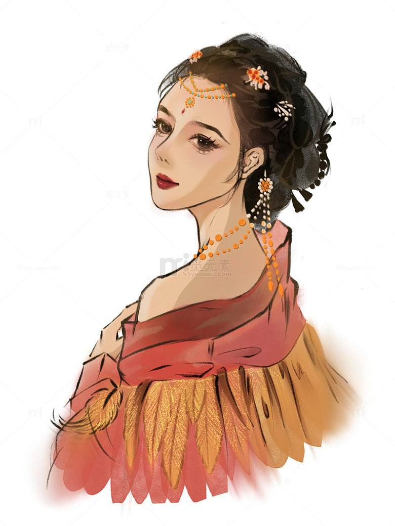 古风美女 融合化绘图