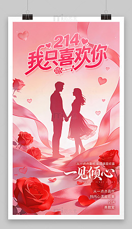 214情人节海报模板
