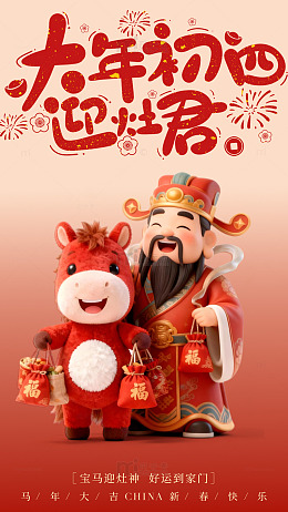 春节贺图财神马卡通形象设计