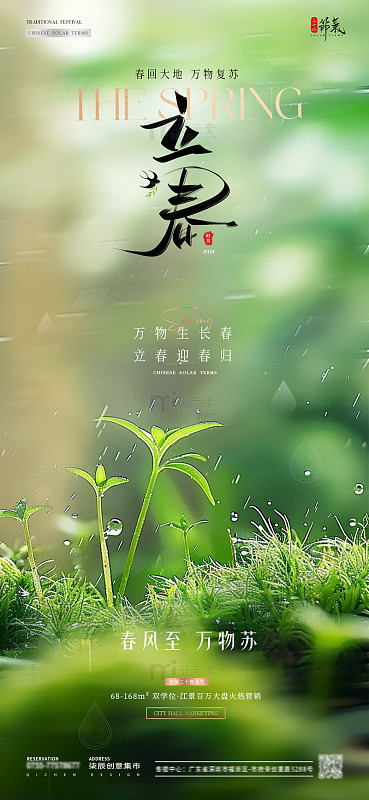 地产立春雨水幼苗风景海报3