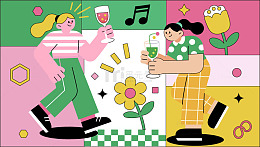 卡通风格聚会庆祝插画