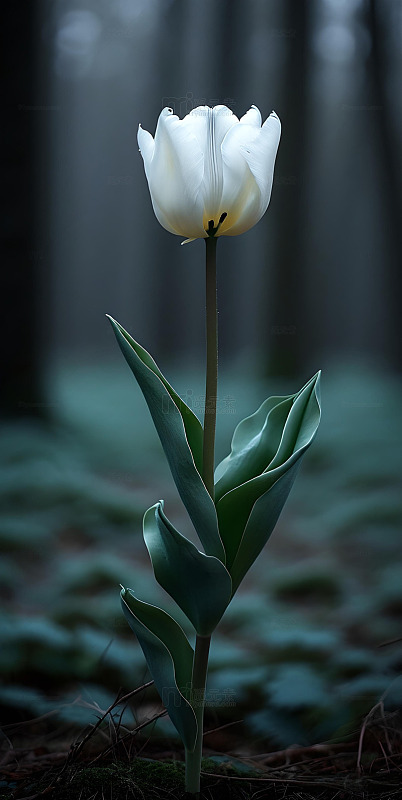 森系ins风简约构图白色郁金香7