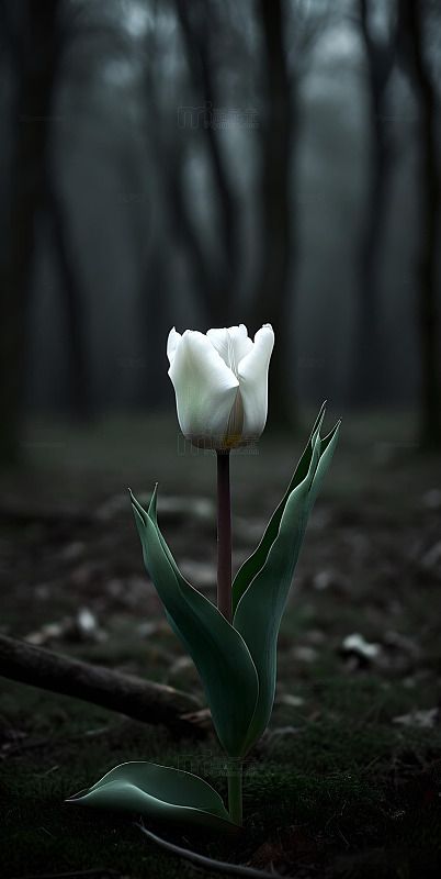 森系ins风简约构图白色郁金香6