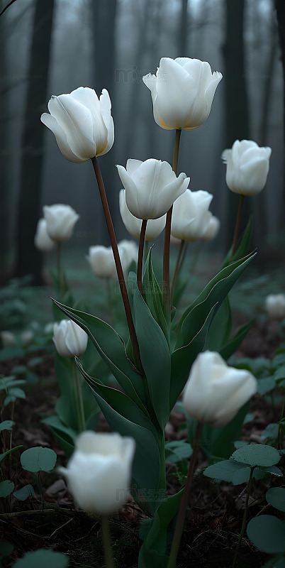 森系ins风简约构图白色郁金香5