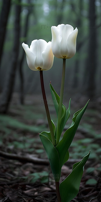 森系ins风简约构图白色郁金香4