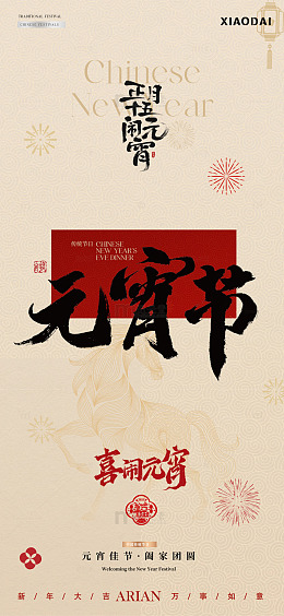 除夕春节年俗元宵节简约海报5