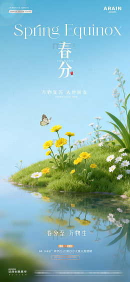 地产惊蛰春分春天风景海报2