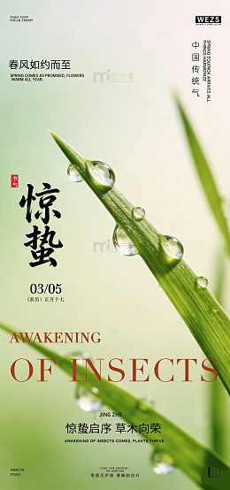 惊蛰节气海春天报设计素材