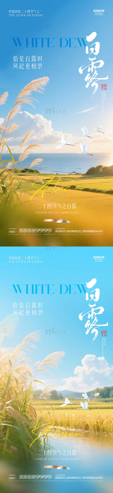 白露节气田园风光海报设计素材