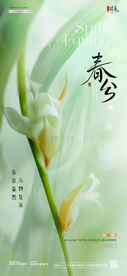 地产惊蛰春分植物花卉海报2