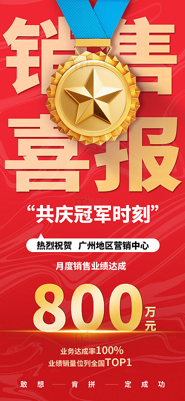 2026红色喜庆销售荣耀喜报