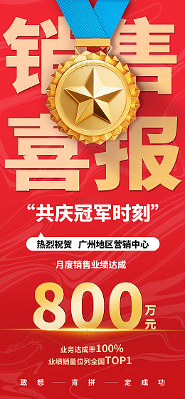 2026红色喜庆销售荣耀喜报