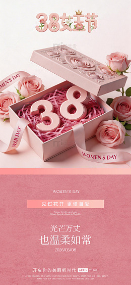 粉色系三八节礼品海报设计