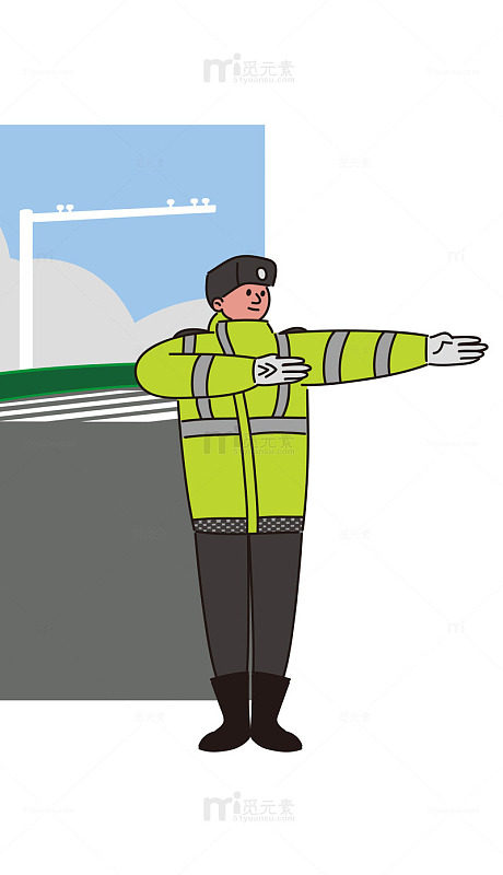 交警指挥交通插画