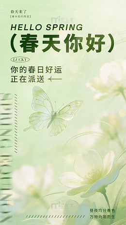 春日好运花卉蝴蝶海报设计