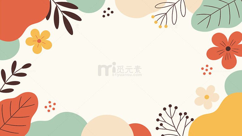 简约花卉边框装饰插画设计