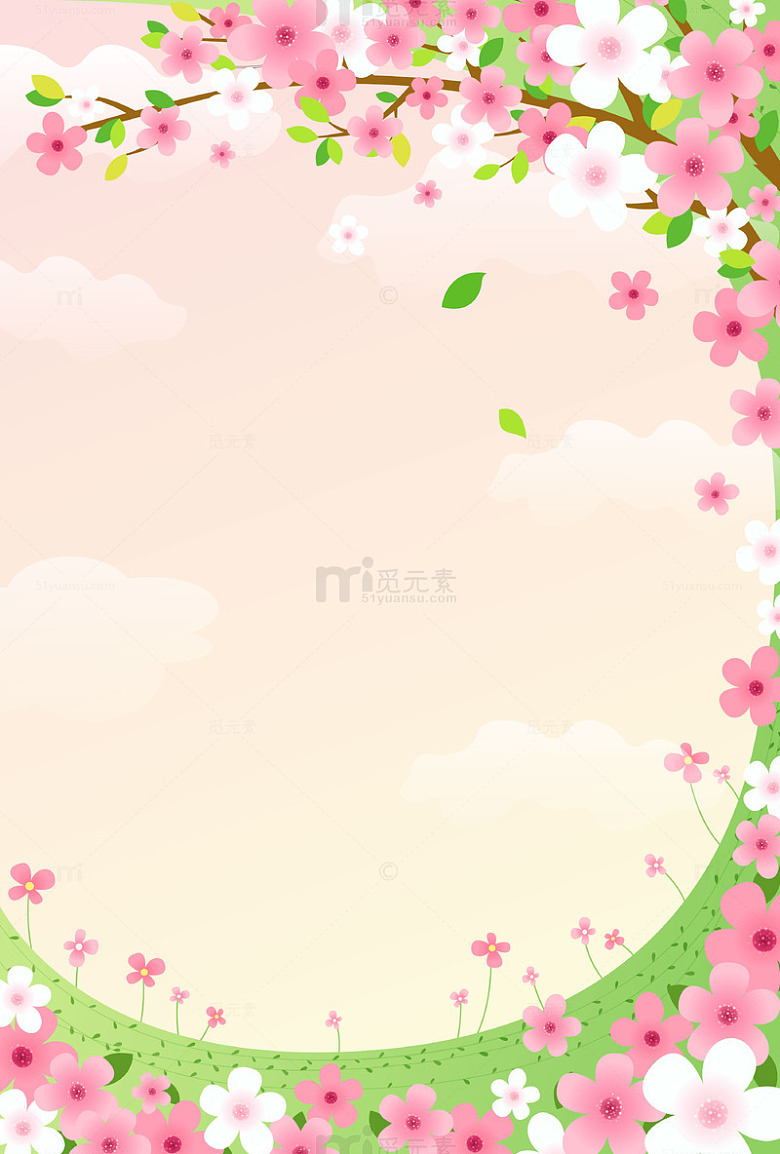 小清新粉色花朵花瓣花草树木自然风景背景