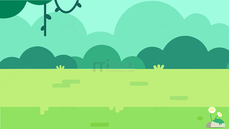 卡通春季绿色公园大草坪背景