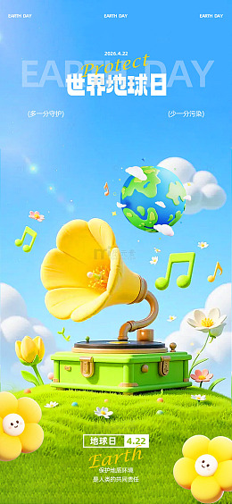卡通风世界地球日宣传海报