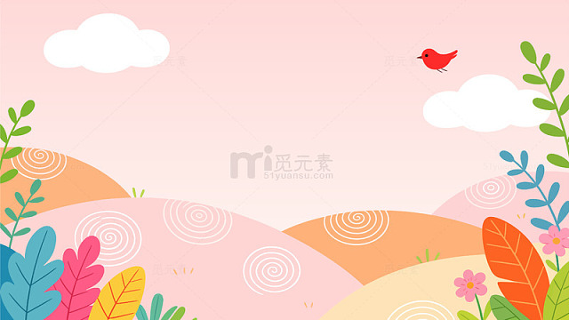 卡通春天风景插画