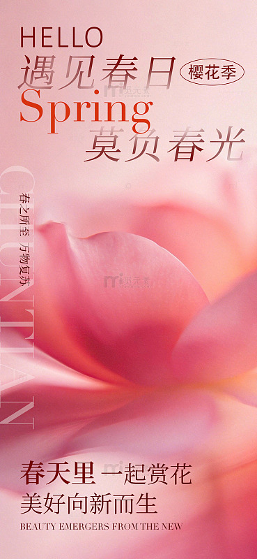 春日樱花美景宣传海报