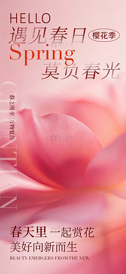 春日樱花美景宣传海报