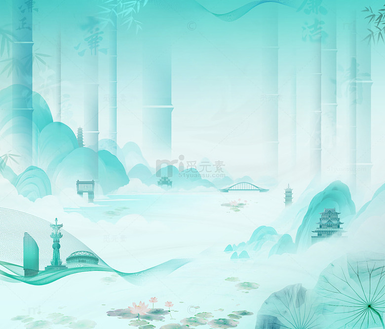 绿色中国风背景