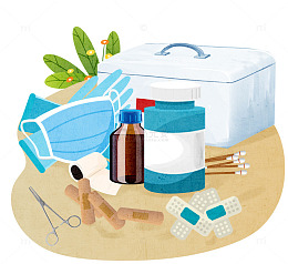 医疗急救用品插画展示