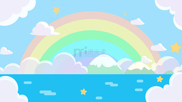 卡通唯美海面彩虹梦幻场景背景