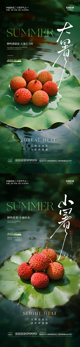 夏日荔枝荷塘海报设计